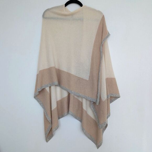 J Mclaughlin Sweaters - J. McLaughlin Cashmere Colorblock Poncho Shawl Wrap Kimono Cardigan One Size